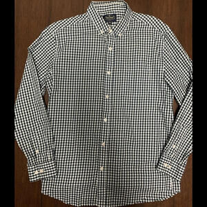 Nat Nast Mens Large Shirt Long Sleeve Button-Down Cotton Black Plaid Check